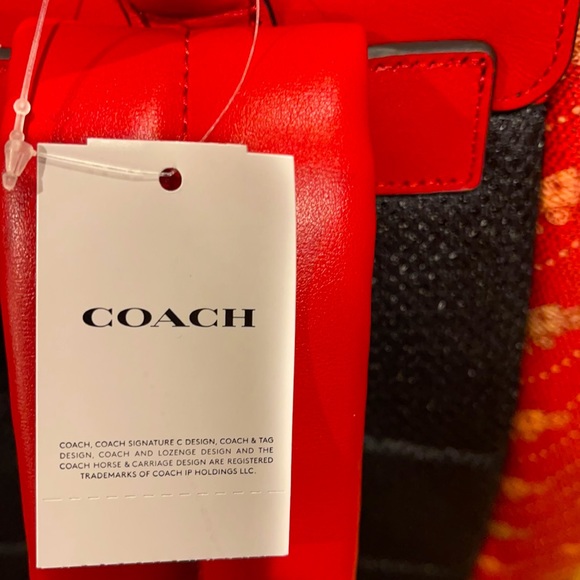 Coach New York Unisex Bright Red Coach Carriage Logo Back pack. - Picture 10 of 14